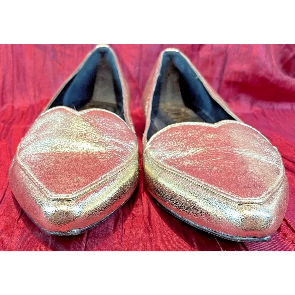 Womens Calvin Klein Gold Flat Ballerina Style Espadrille Shoes sz 8